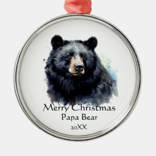 Kerst Papa Beer Dier Wildlife Dated Metalen Ornament