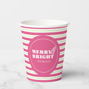 Kerst Papier Cups Vrolijk & Helder Roze en Groen Papieren Bekers