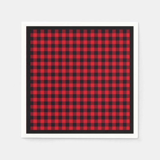 Kerst papier servetten rood & zwart buffel gelegd (Voorkant)