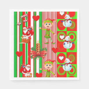 Kerst Papieren Servetten, Prettig Kerstfeest, Elf Servet
