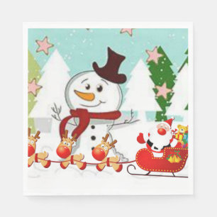 Kerst Papieren Servetten, Sneeuwman Servet