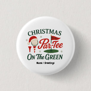 Kerst Par-Tee Op De Green Grappige Golf Kerstmis Ronde Button 3,2 Cm