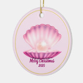 Kerst Parel Zeeschelp Keramisch Ornament (Links)