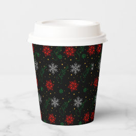 Kerst Party Cups Maat: 8 oz Papieren Beker met Lid