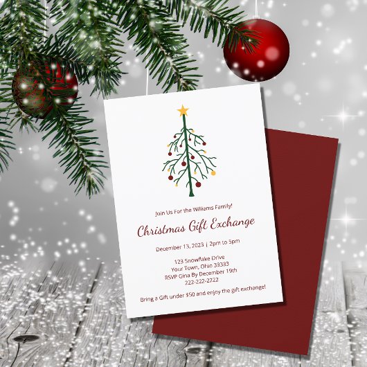 Kerst Party Gift Exchange Feestelijk Evergreen Kaart