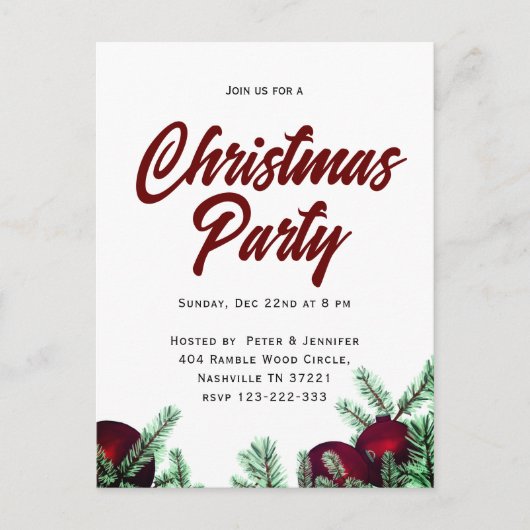 Kerst Party Invitation Briefkaarten (Voorkant)