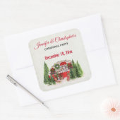 Kerst Party Rustieke Camper Save the Date Vierkante Sticker (Envelop)