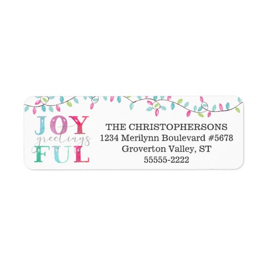 Kerst Pastel JOYFUL GROETINGS String Lights Etiket (Voorkant)