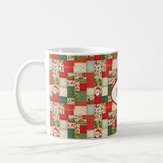 Kerst Patchwork in rode en groene Mok (Links)