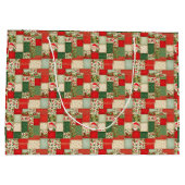 Kerst Patchwork in rood en groen Groot Cadeauzakje (Achterkant)