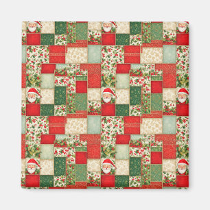 Kerst Patchwork in rood en groen Magneet