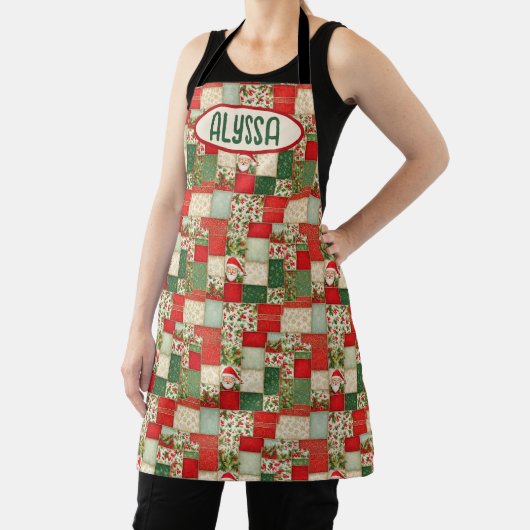 Kerst Patchwork in rood en groen Schort (Insitu)
