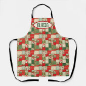 Kerst Patchwork in rood en groen Schort (Voorkant)