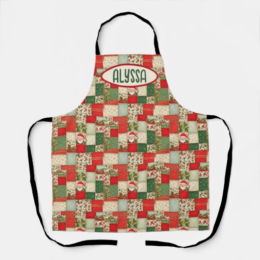 Kerst Patchwork in rood en groen Schort (Voorkant)