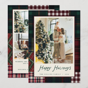 Kerst Patchwork Plaid Kerst Familie Foto Feestdagenkaart