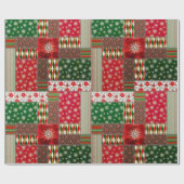 Kerst Patchwork Quilt Cadeaupapier (Vlak)