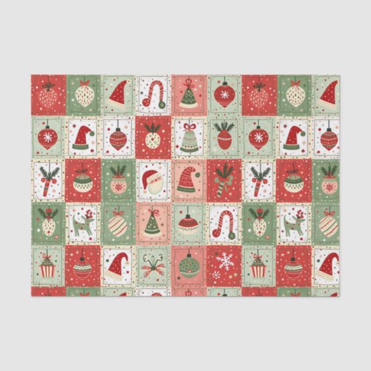 Kerst Patchwork Quilt Tissuepapier (Voorkant)