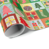 Kerst Patchwork Quiltpatroon Feestelijk Cadeaupapier (Rol Hoek)