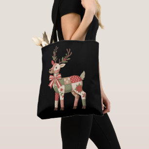 Kerst Patchwork Rendier Borduurwerk Dier Draagtas