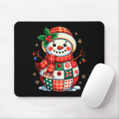 Kerst Patchwork Sneeuwman - Gewatteerde Kerstsfeer Muismat (Met muis)
