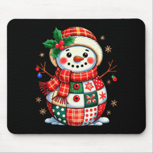 Kerst Patchwork Sneeuwman - Gewatteerde Kerstsfeer Muismat