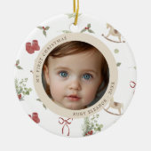 Kerst Patroon Eerste Kerstfoto Keramisch Ornament (Voorkant)