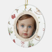 Kerst Patroon Eerste Kerstfoto Keramisch Ornament (Links)