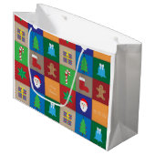 Kerst Patroon Grote Gift Bag - Kleurrijk Large Cadeautasje (Voorkant Gekanteld)
