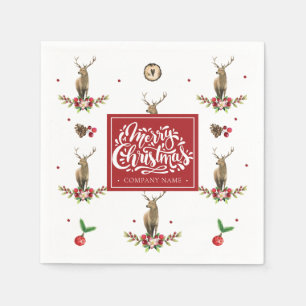 Kerst Patroon Herten Gepersonaliseerd Bedrijf Servet