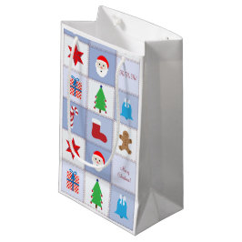 Kerst Patroon Kleine Gift Bag - Blauw Klein Cadeauzakje