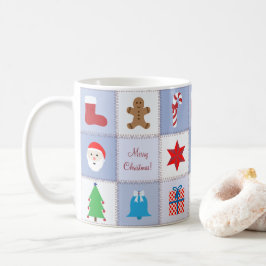 Kerst Patroon Mok - Blauwe Tonen Achtergrond