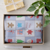 Kerst Patroon Tissue Paper - Blauw Tissuepapier (Geschenk)