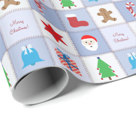 Kerst Patroon Wrapping Papier - Blauw
