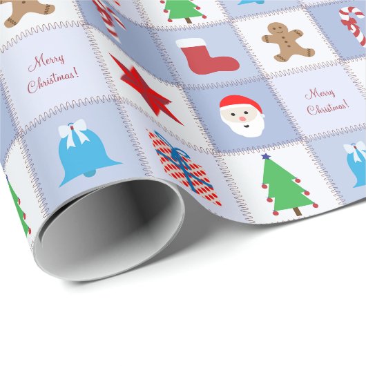 Kerst Patroon Wrapping Papier - Blauw (Rol Hoek)
