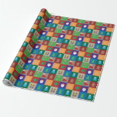 Kerst Patroon Wrapping Papier - Kleurrijk (Uitgerold)