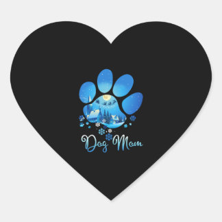 Kerst Paw Dog Mam Hart Sticker