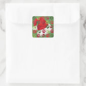 Kerst Paw Prints met Santa Hat Vierkante Sticker (Tas)