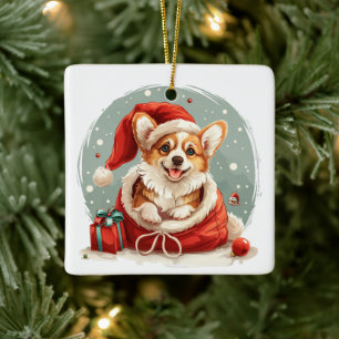 Kerst Pembroke Welsh Corgi Puppy Keramisch Ornament