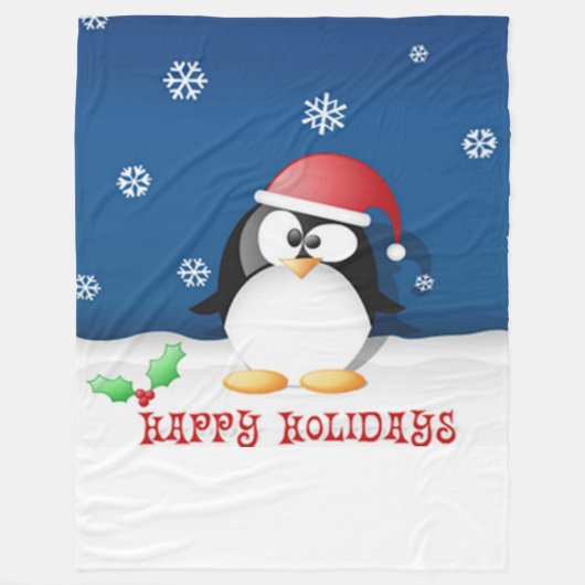Kerst Penguïn Fleece Deken (Voorkant)