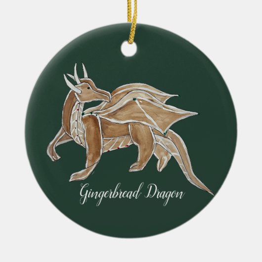 Kerst peperkoek Dragon. Keramisch Ornament (Voorkant)