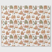 Kerst peperkoek huizen inpakpapier (Vlak)