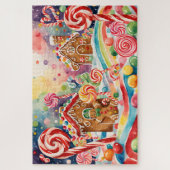 Kerst peperkoek huizen puzzel (Verticaal)