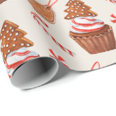 Kerst peperkoek koekje cupcake cadeaupapier (Rol Hoek)