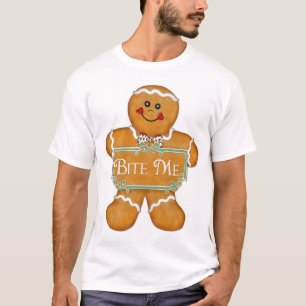 Kerst peperkoek man - bijt me t-shirt