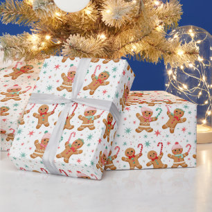 Kerst peperkoek mannen met snoepstokken cadeaupapier