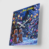 Kerst peperkoek mannen sneeuw magie vierkante klok (Hoek)