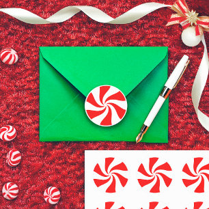 Kerst Pepermunt Snoep Classic Ronde Sticker