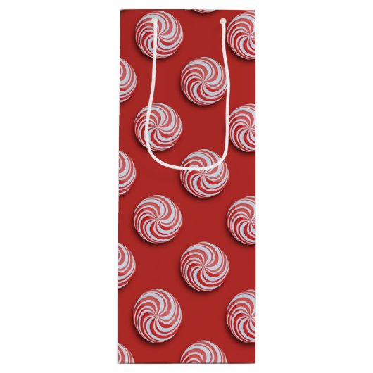 Kerst Pepermunt Snoep Feestelijke Wijn Gift Bag Wijn Cadeautas (Voorkant)