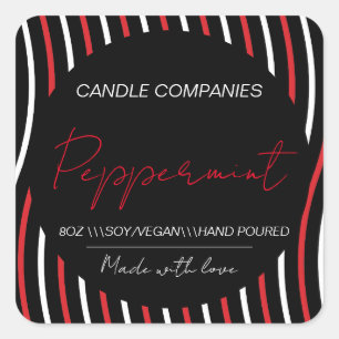 Kerst Peppermunt Vegan Kaarsenmaker Bedrijf Vierkante Sticker