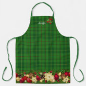 Kerst Personaliseer Naam - Tekst Groen Plaid Gift Schort (Voorkant)